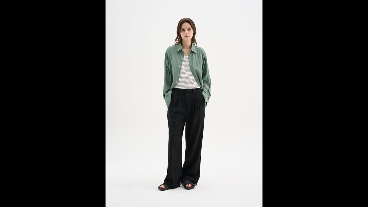 TRIP LE SENS Steady Summer Pleated Overshirt_Cream Ivory