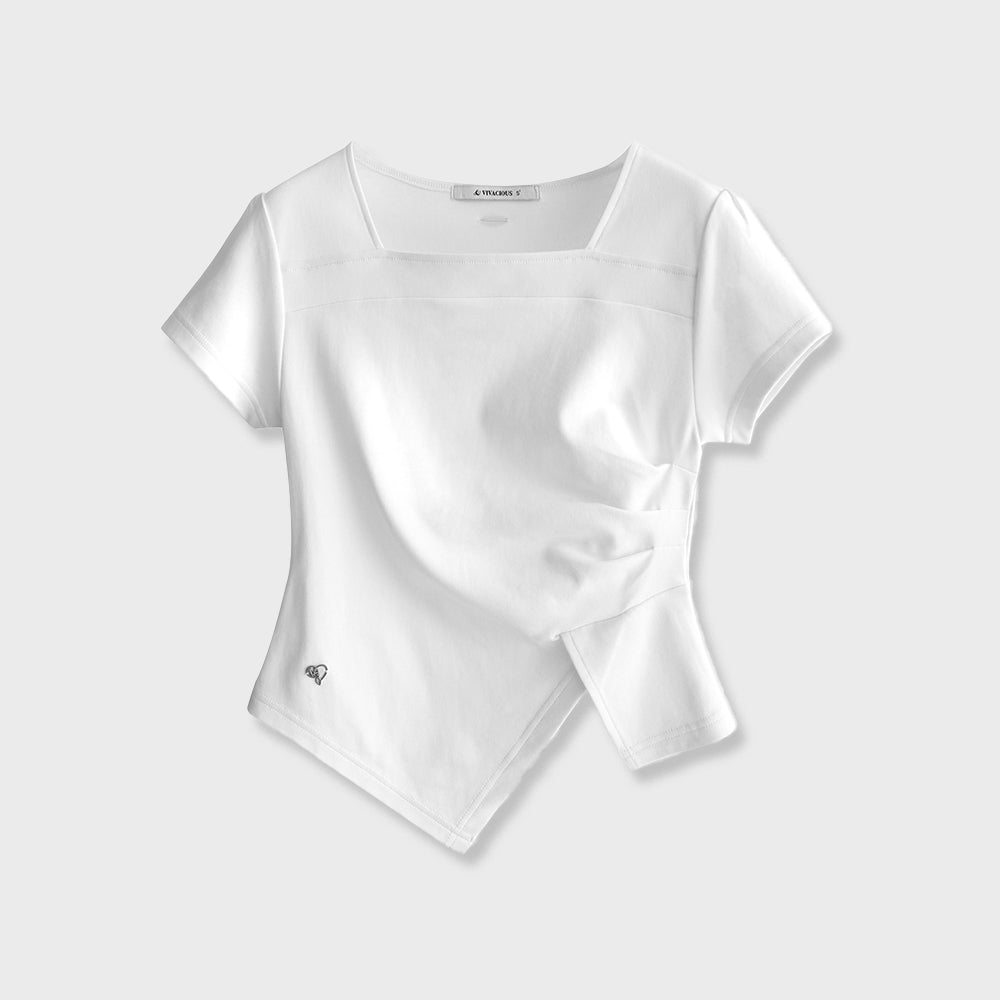 VIVACIOUS Elegant Side Tuck Short T-shirt BLACK