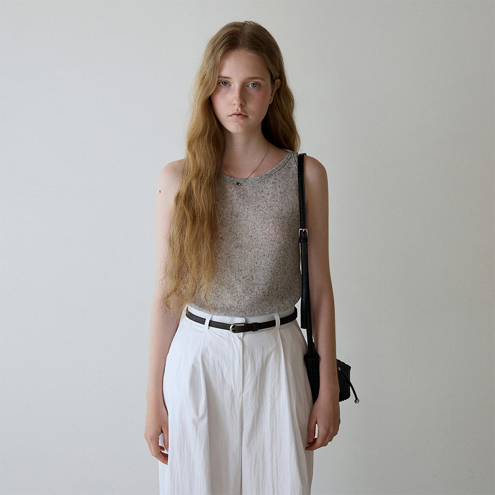 LOEIL Minimal Boat Neck Linen Sleeveless - Melange