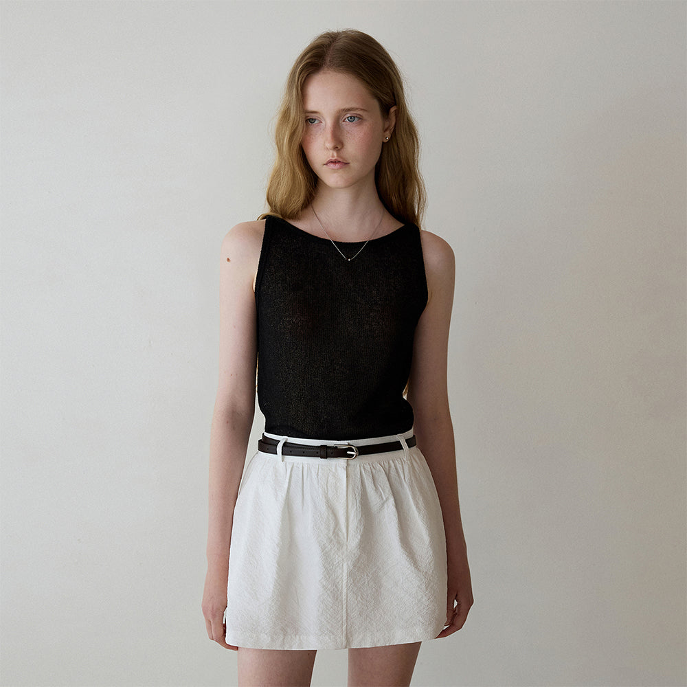 LOEIL Minimal Boat Neck Linen Sleeveless - Black