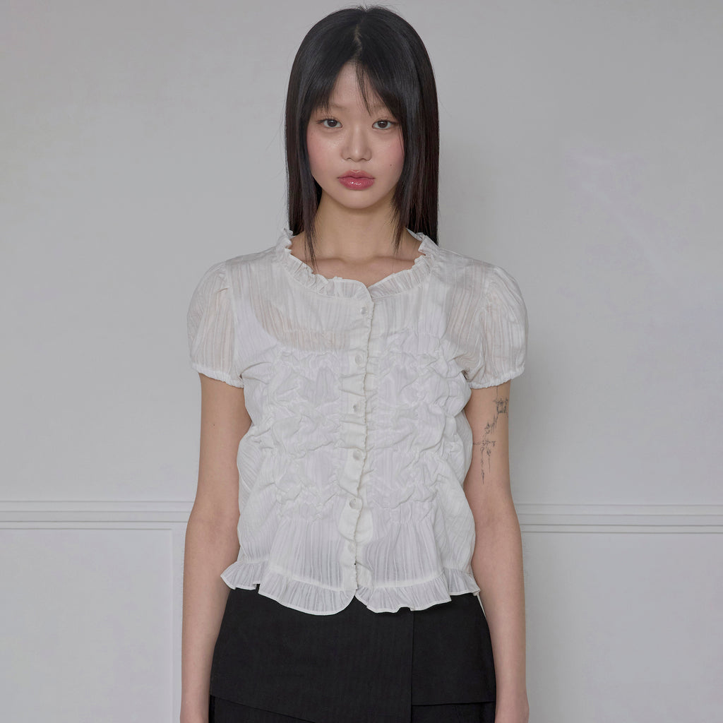 FLAREUP Saya Frill Puff Blouse (FL-180_White)