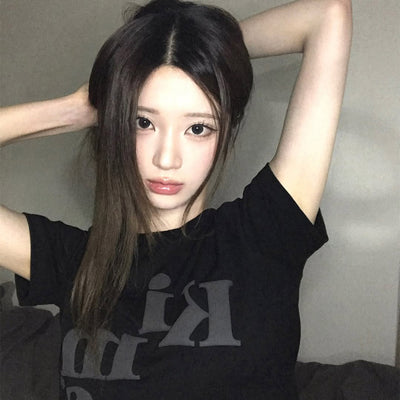 (Unisex) Messy Alpha Logo Tee Black
