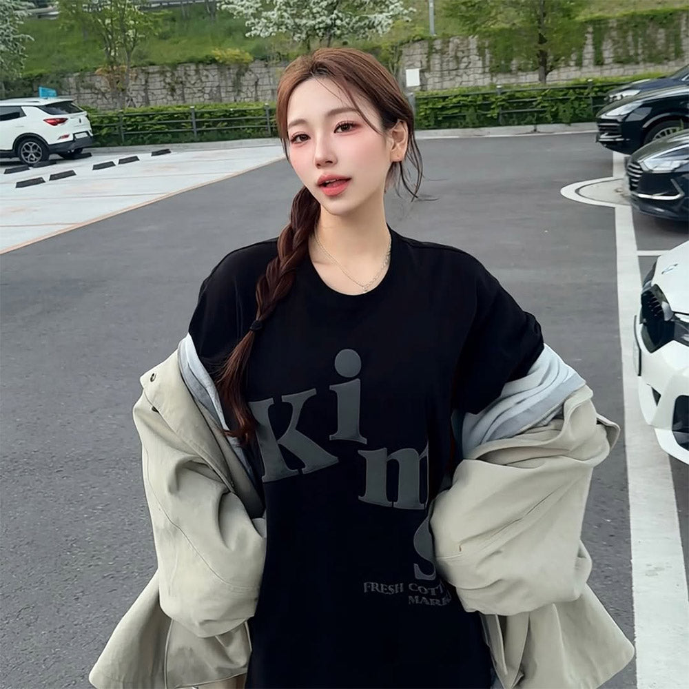 KIMS FRESH COTTON MARKET (Unisex) Messy Alpha Logo Tee Black