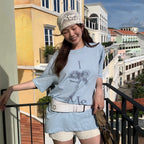LUCKY CHOUETTE Chouetties by LUCKY CHOUETTE_Graphic Semi Over Fit Half Sleeve T-shirt (light blue)_LATAX25600BUL
