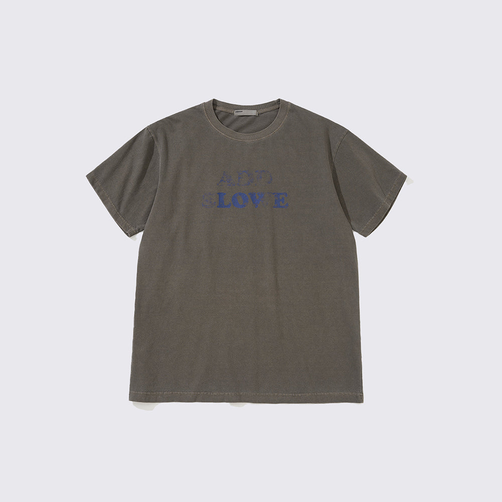 ADDSLOW Vintage Washed LOVE T-shirt Brown