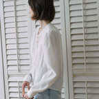LAMEREI [3rd Reorder]Pintuck Tie Blouse[LMBFSP25SH5304]-Off-White