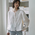 LAMEREI [3rd Reorder]Pintuck Tie Blouse[LMBFSP25SH5304]-Off-White