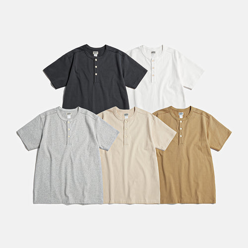 BRONSON 10.6 oz Cotton Short Sleeve Henley Tee Camel