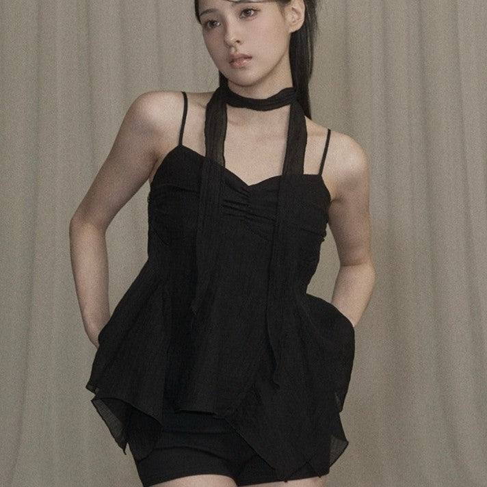 KHAKIPOINT Ethnic Scarf Top (black)