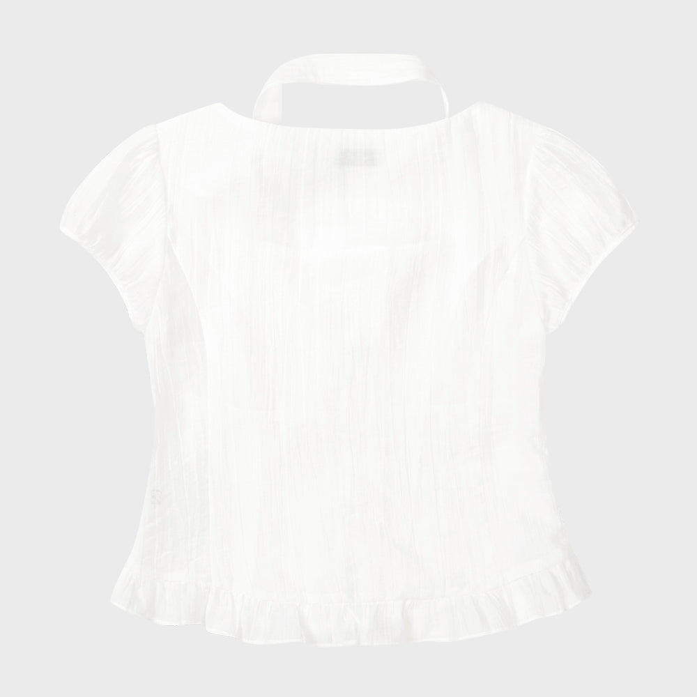ILLIGO Ribbon tie square neck blouse white