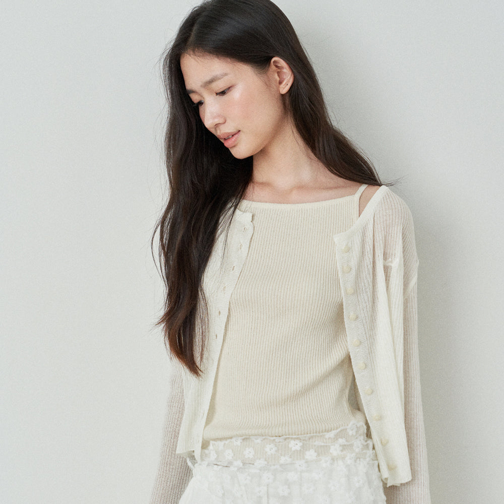 AUBE UE Ribbed knit tank top [2color]