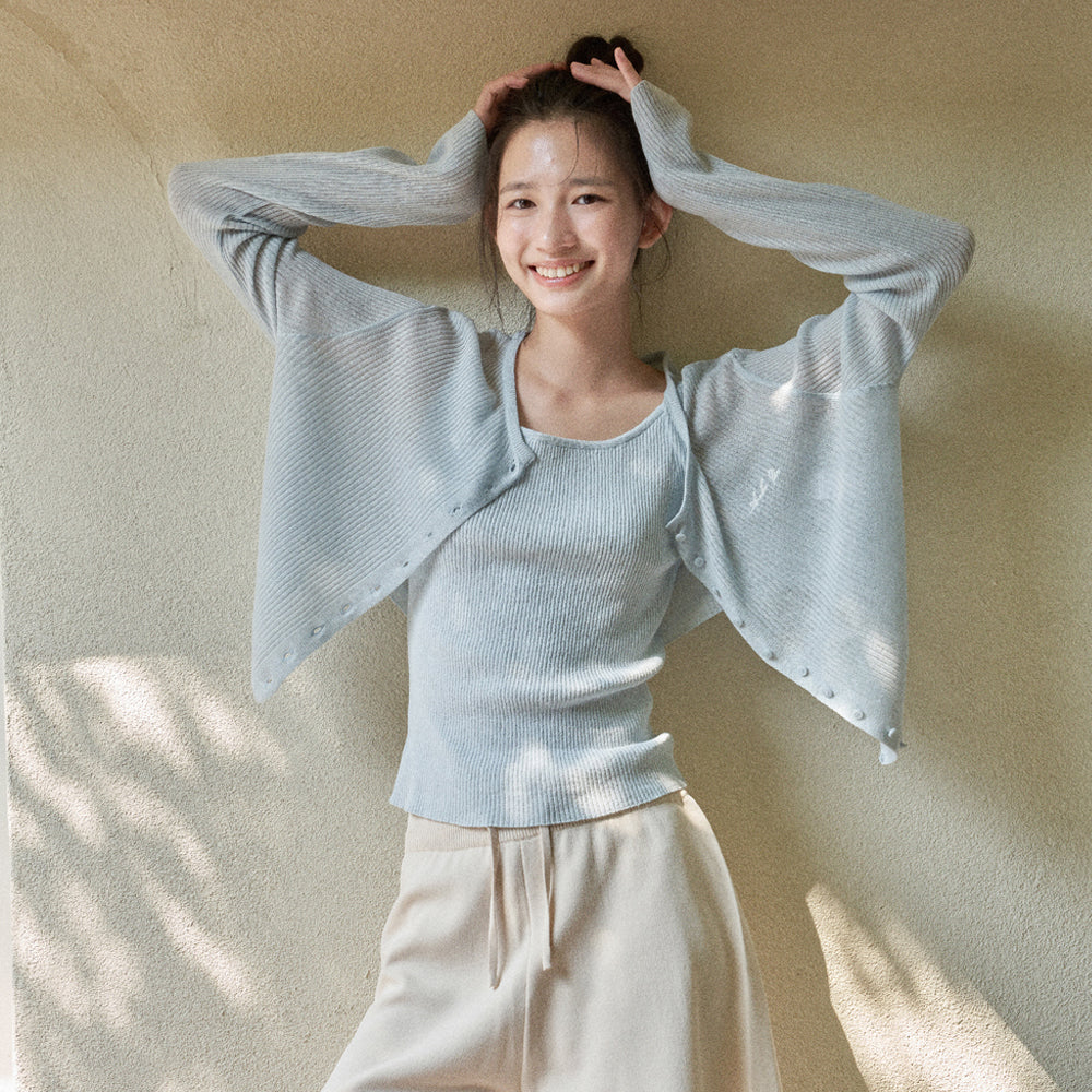 AUBE UE Ribbed knit tank top [2color]