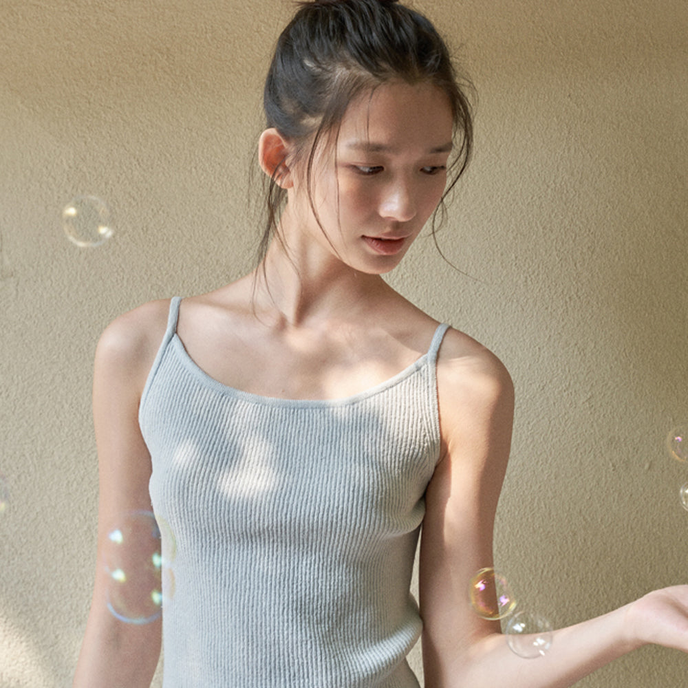 AUBE UE Ribbed knit tank top [2color]