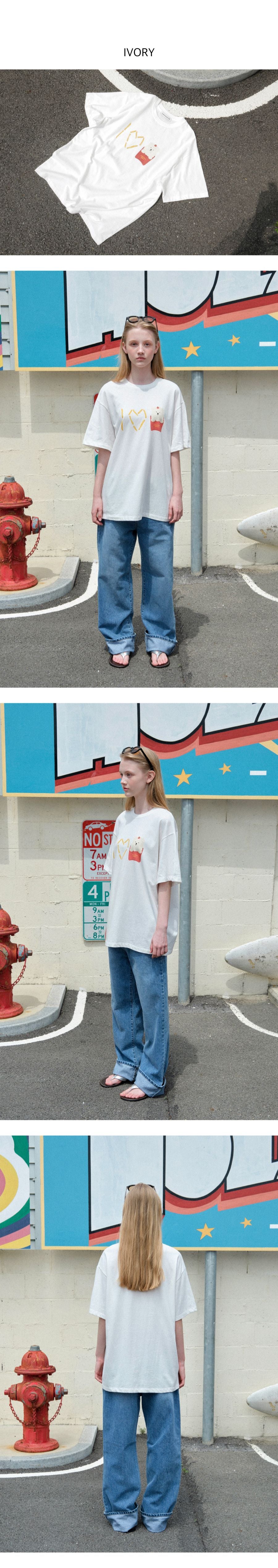 SOMEWHEREBUTTER [11th] I Love Butteree Over-fit Top - Ivory