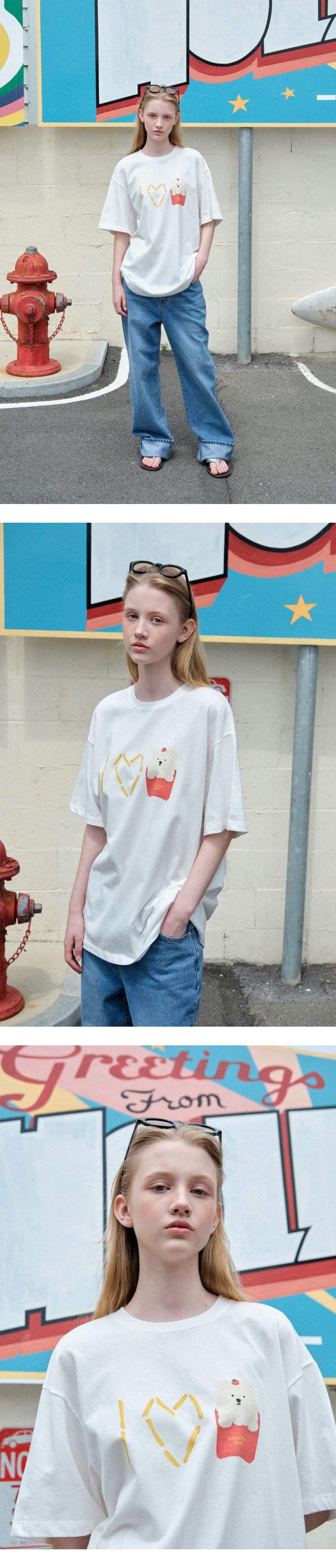 SOMEWHEREBUTTER [11th] I Love Butteree Over-fit Top - Ivory