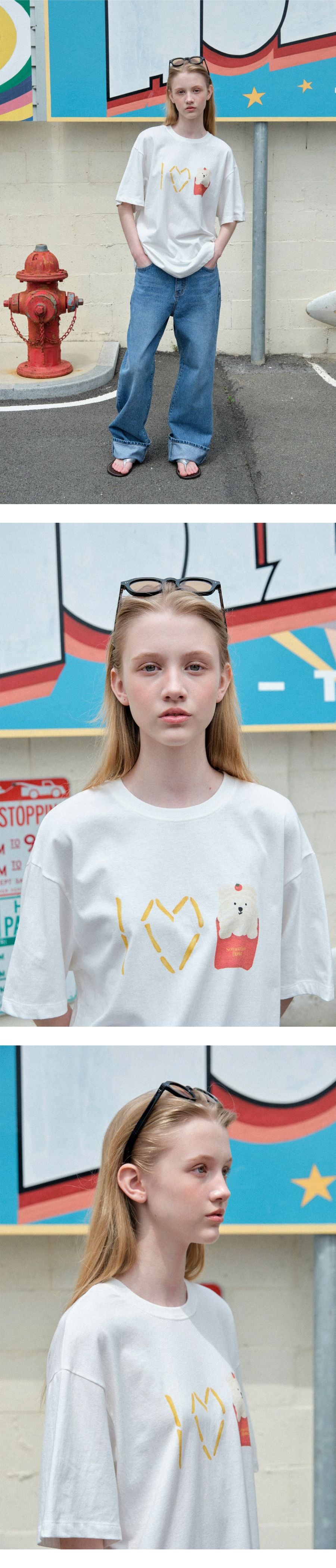 SOMEWHEREBUTTER [11th] I Love Butteree Over-fit Top - Ivory