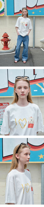 SOMEWHEREBUTTER [11th] I Love Butteree Over-fit Top - Ivory
