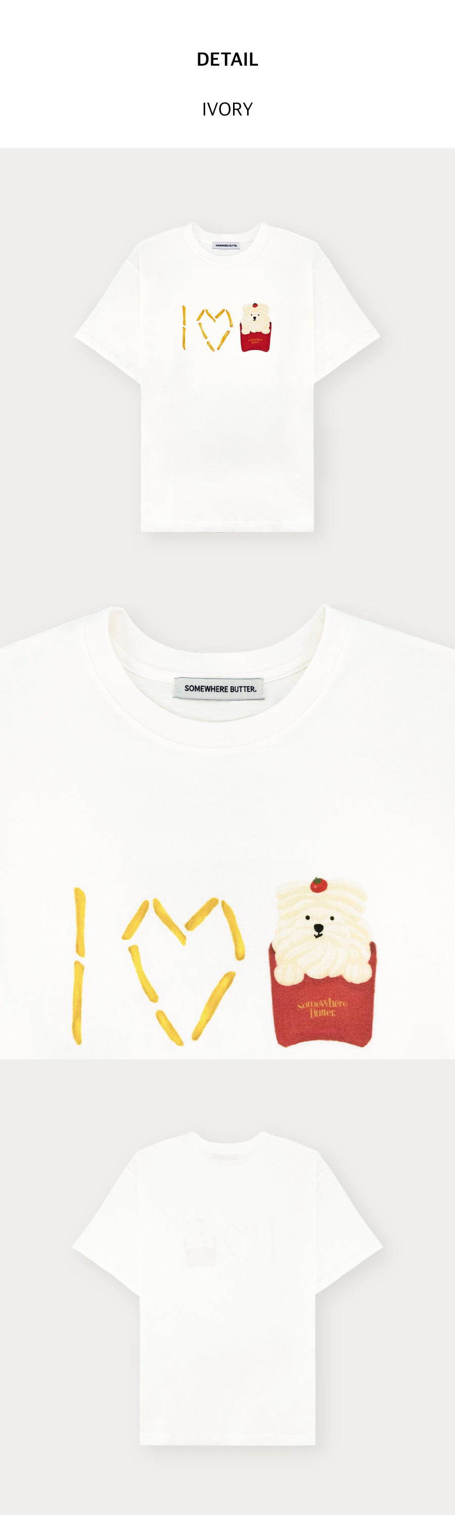 SOMEWHEREBUTTER [11th] I Love Butteree Over-fit Top - Ivory