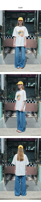 SOMEWHEREBUTTER [5th] Summer Butteree Over-fit Top - Ivory