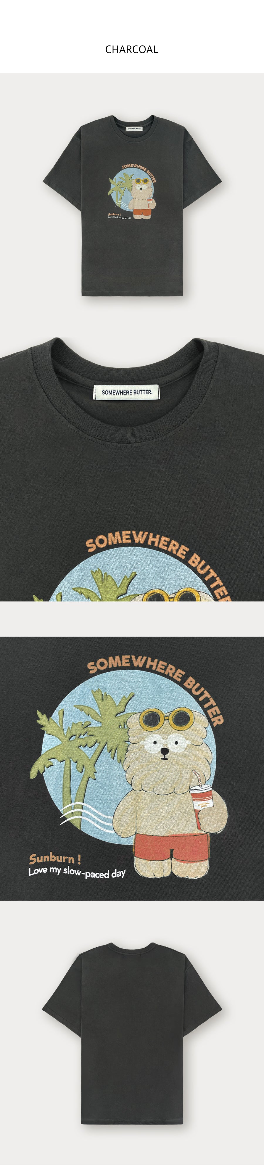 SOMEWHEREBUTTER [3rd] Summer Butteree Over-fit Top - Charcoal