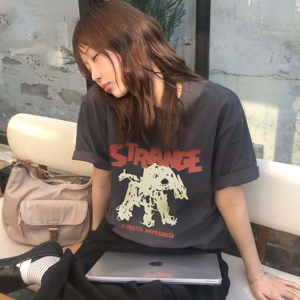 mahagrid STRANGE PUPPY TEE BLACK(MG2FMMT506A)