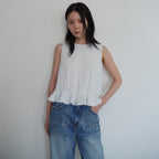 AREYOU SEOUL RUFFLE SLEEVELESS BLOUSE, WHITE