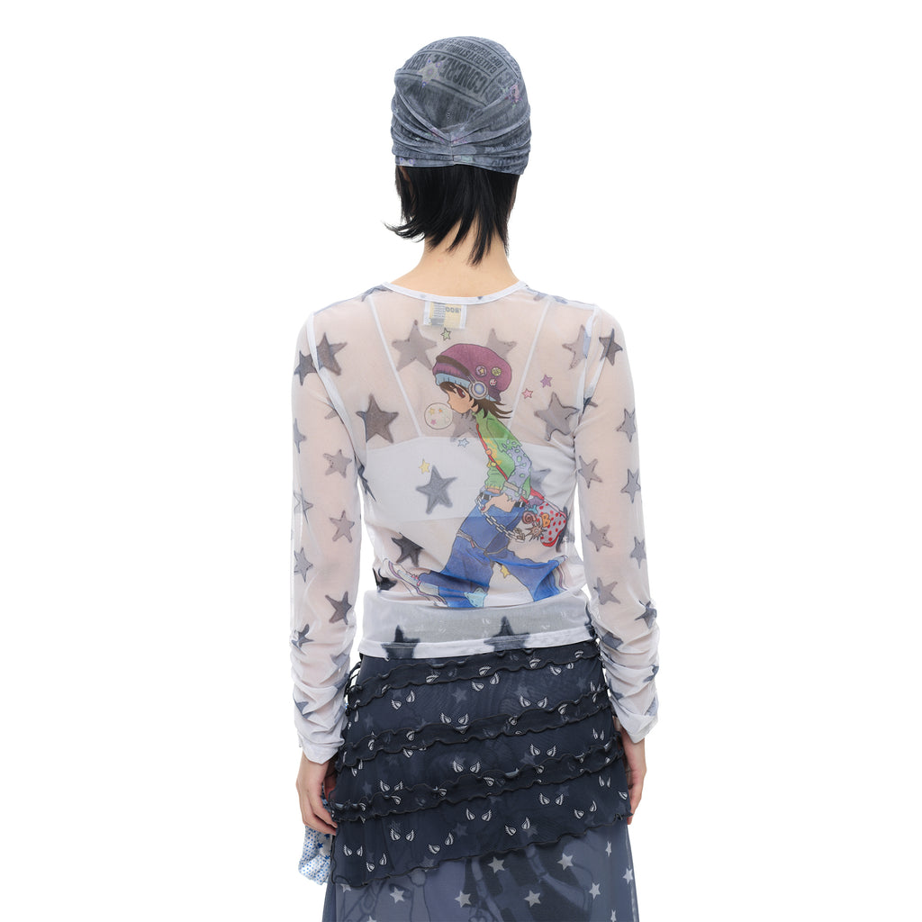YOUTHBATH YB x Oliwa Mesh Graphic Stripe Top