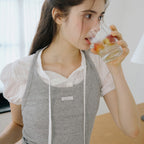 LETTER FROM MOON Letters Label Halterneck Top (Grey)