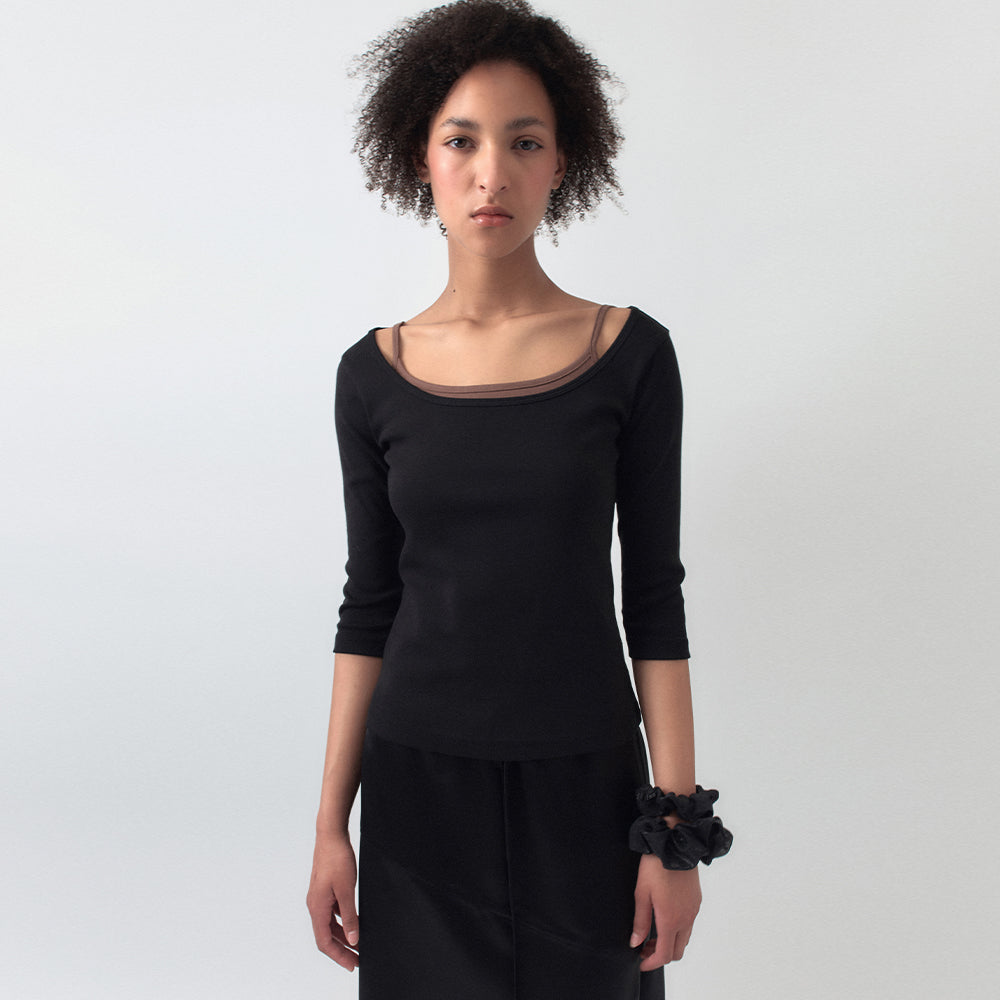 SYMMETRIC PERCENT Feminine 2-way Top / Black