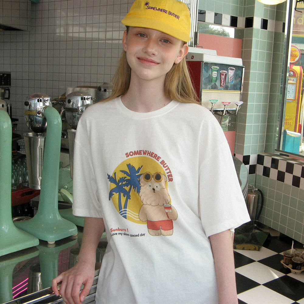 SOMEWHEREBUTTER [5th] Summer Butteree Over-fit Top - Ivory