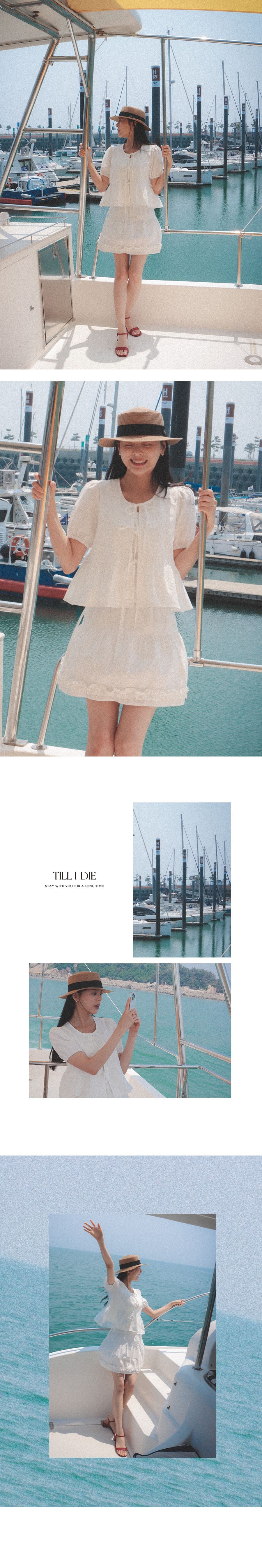 TILLIDIE Front ribbon point blouse_Ivory