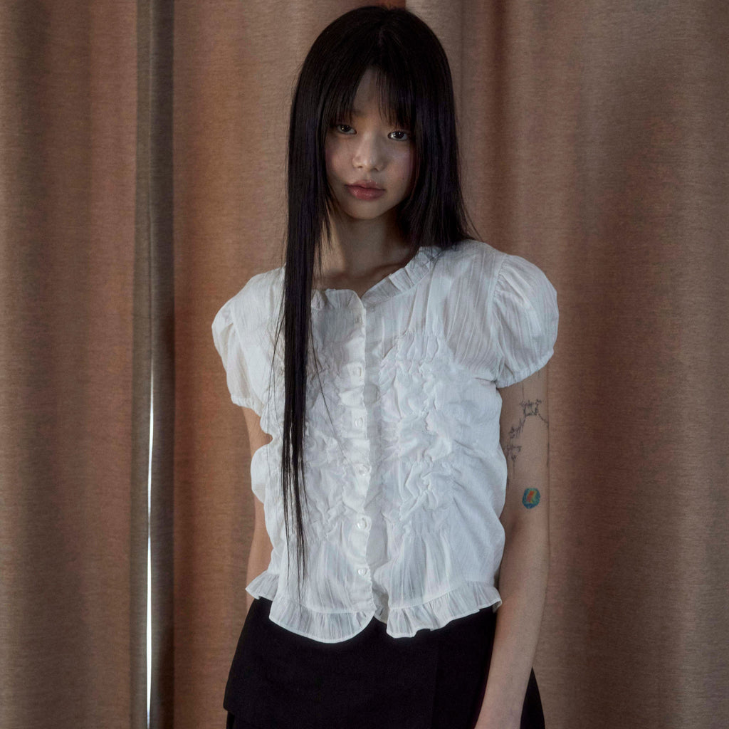 FLAREUP Saya Frill Puff Blouse (FL-180_White)