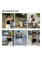 KIJUN [Liz wearing] Crochet Knit Tube Top Black