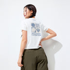 DISCOVERY EXPEDITION Freshvent Women's Washed Crop Outdoor Frame Graphic Short Sleeve T-Shirt (WHITE)