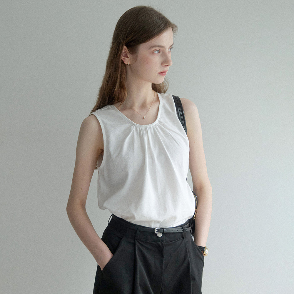LENAV esy shirring blouse_White