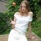hetherment slip down off shoulder top (white)