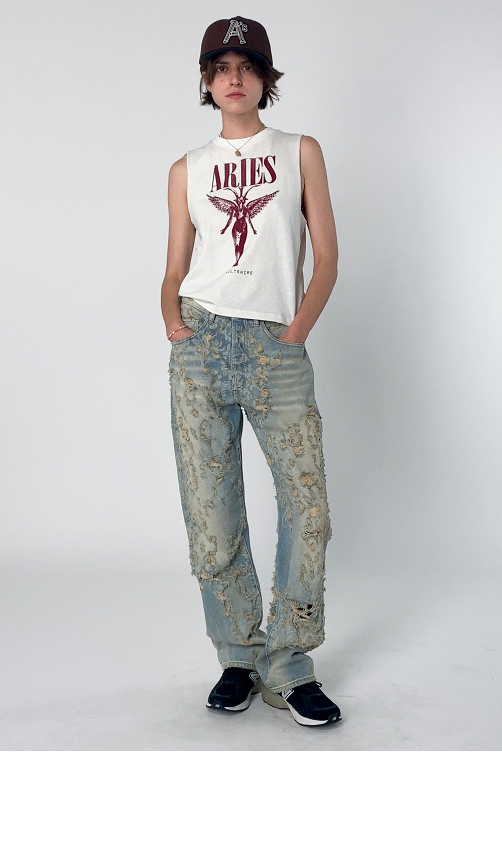 ARIES (W) FADED NIRVANA MUSCLE VEST (OFF WHITE)