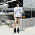 THREE TO EIGHTY [7th] SNAP CORSET GRAPHIC T-SHIRT WHITE