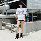 THREE TO EIGHTY [7th] SNAP CORSET GRAPHIC T-SHIRT WHITE