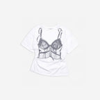 THREE TO EIGHTY [7th] SNAP CORSET GRAPHIC T-SHIRT WHITE