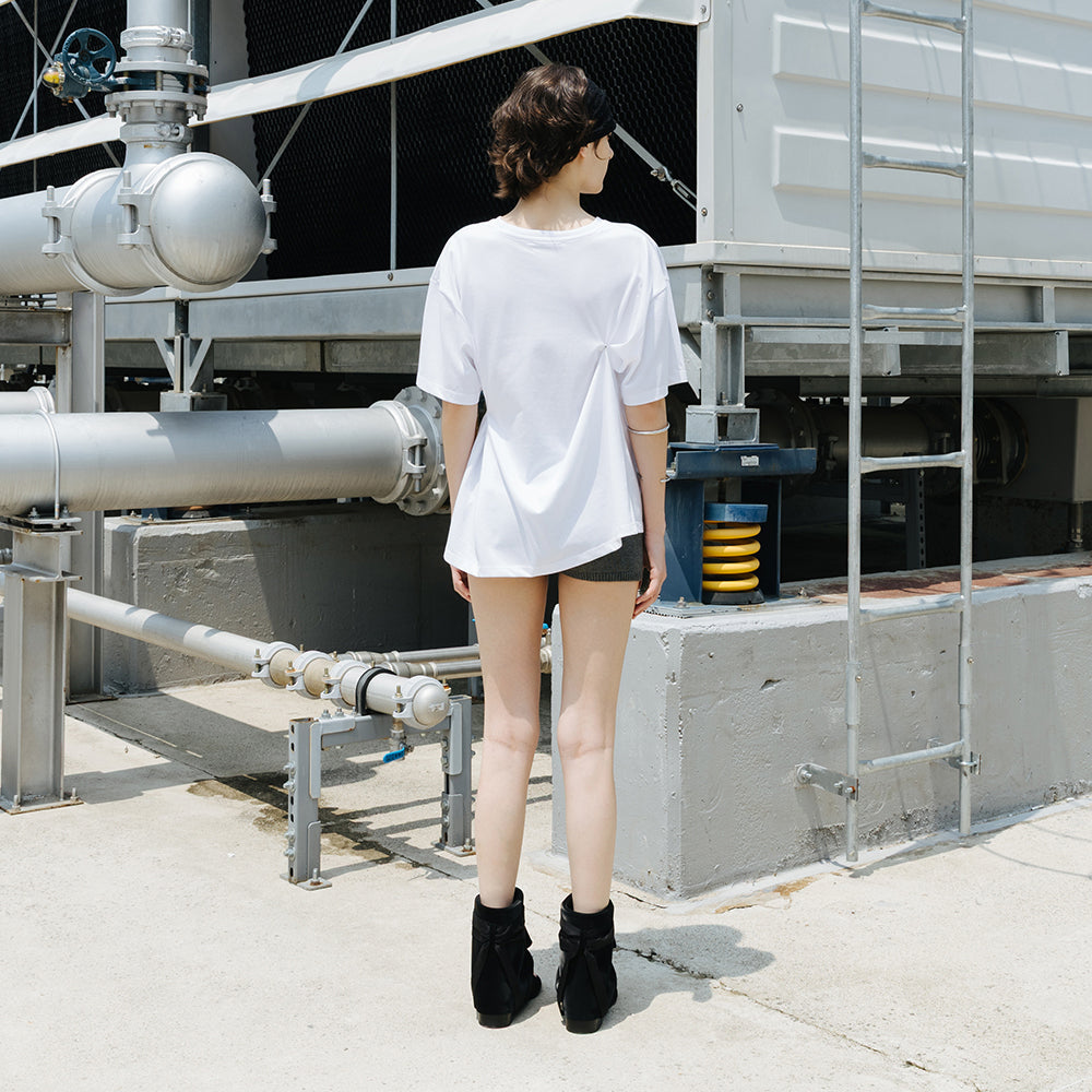 THREE TO EIGHTY [7th] SNAP CORSET GRAPHIC T-SHIRT WHITE