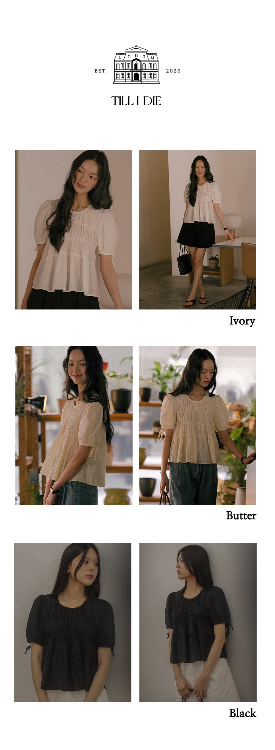 TILLIDIE Shirring puff blouse TISU01BL10_Butter