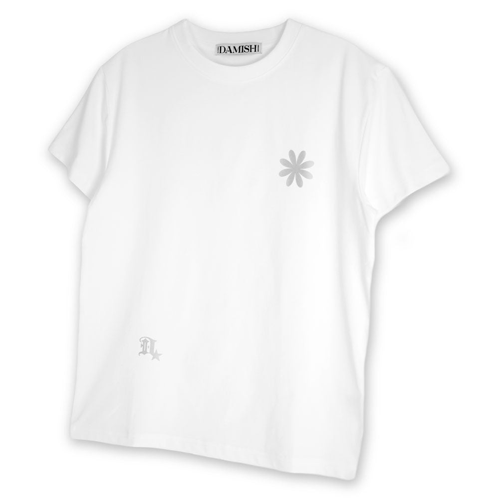 DAMISH Reflective Signature D Logo Crop T-Shirts_White