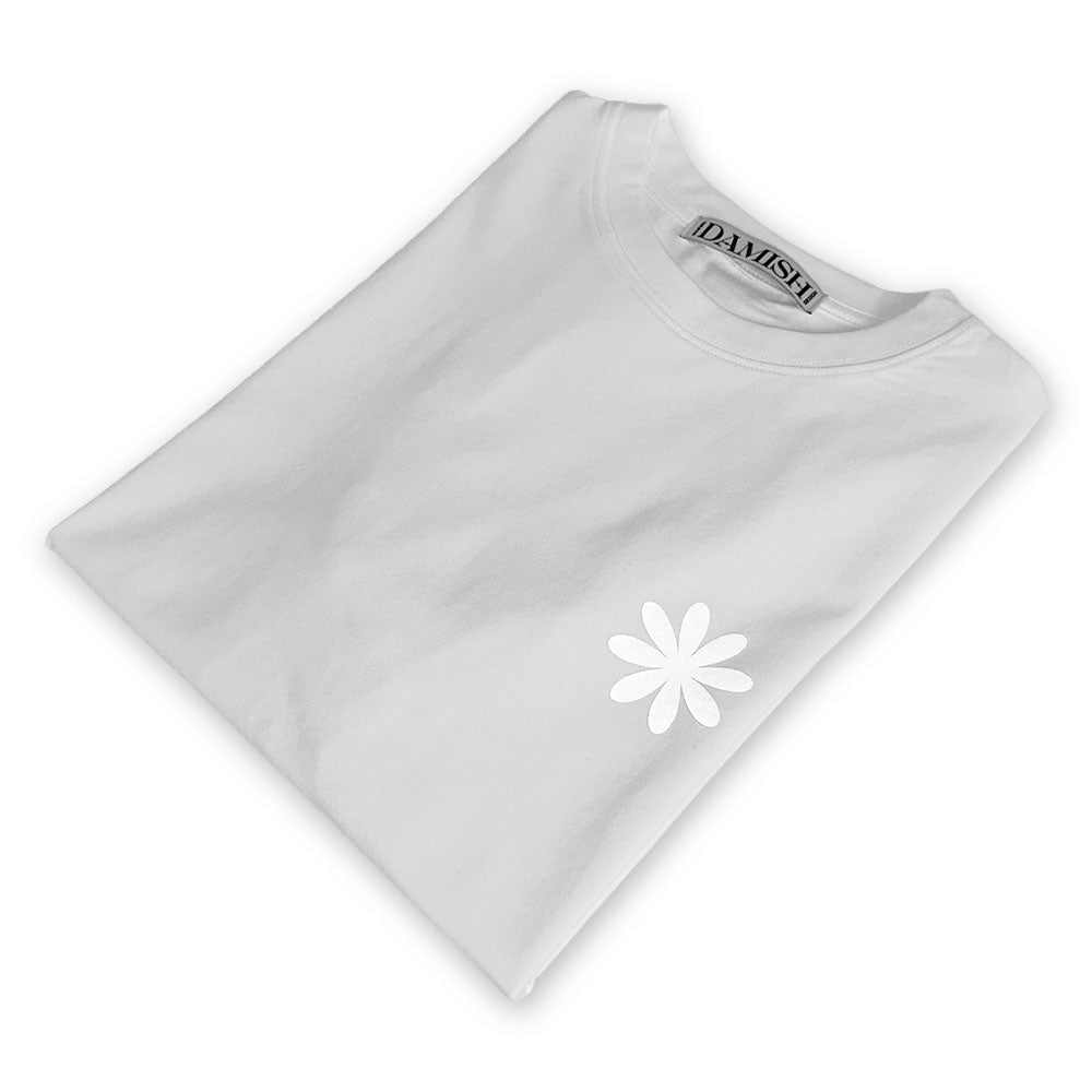 DAMISH Reflective Signature D Logo Crop T-Shirts_White