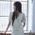 HOKUSPOKUS [5th] Pearl Dot Tie Blouse_Ecru