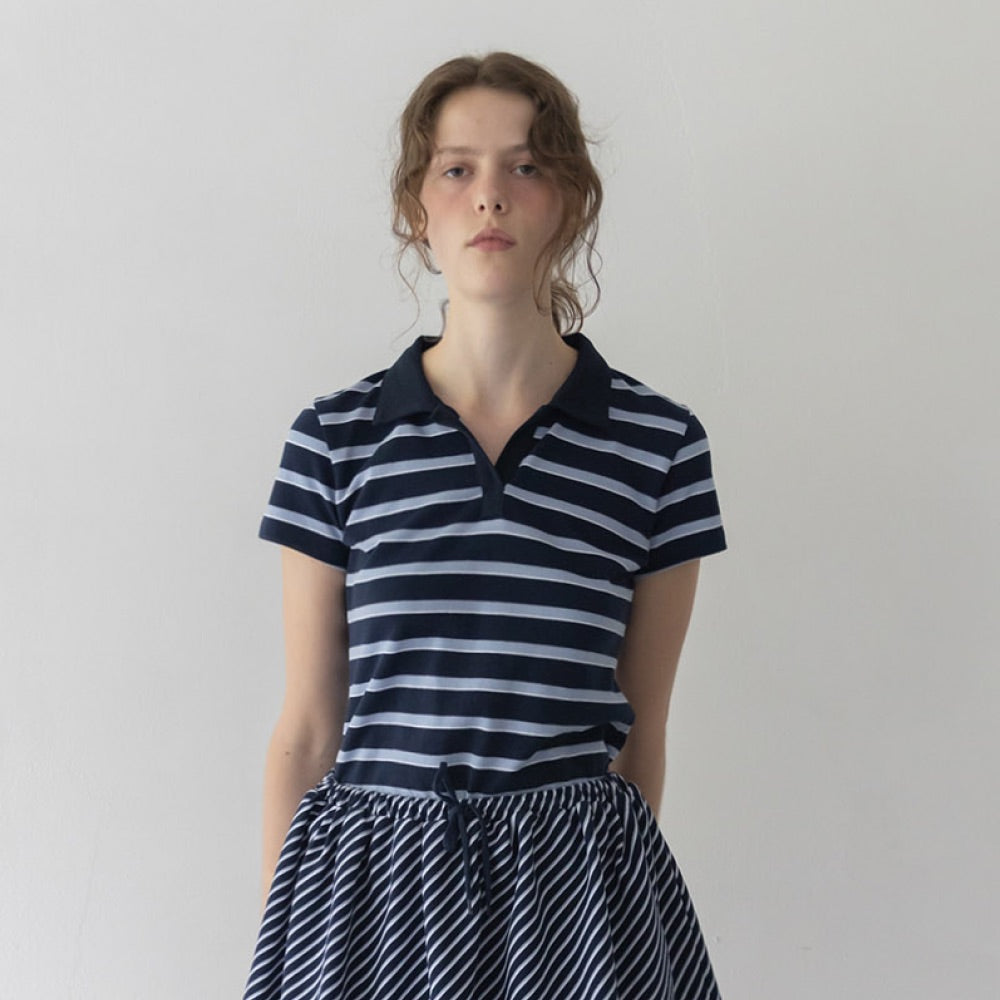 HAAG a minimal pique t-sh (navy stripe)