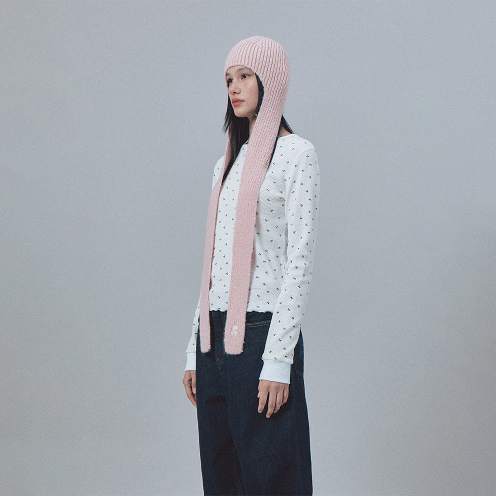 REST&RECREATION LOGO PATTERN WAFFLE TOP (IVORY)