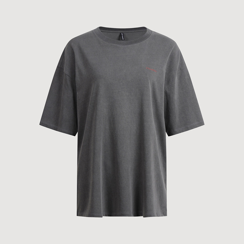 LUCKY CHOUETTE Chouetties by LUCKY CHOUETTE_Back Print Loose Fit Short T-shirt (dark grey)_LATAX25410GYD