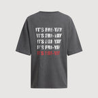 LUCKY CHOUETTE Chouetties by LUCKY CHOUETTE_Back Print Loose Fit Short T-shirt (dark grey)_LATAX25410GYD