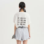 LUCKY CHOUETTE Chouetties by LUCKY CHOUETTE_Back Print Loose Fit Short T-shirt (white)_LATAX25410WHX